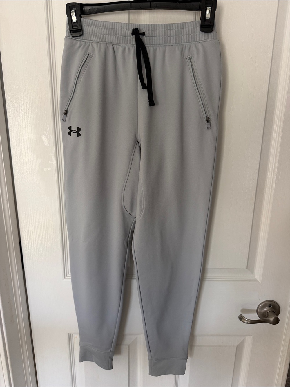 Under Armour Boy’s Light Gray Jogger Sweatpants with Black Drawstring